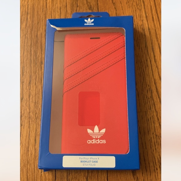ADIDAS ORIGINALS 3 STRIPE RED BOOKLET CASE IPHONE - Picture 1 of 7